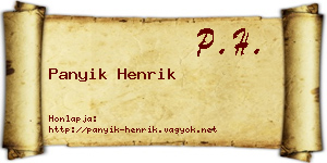 Panyik Henrik névjegykártya